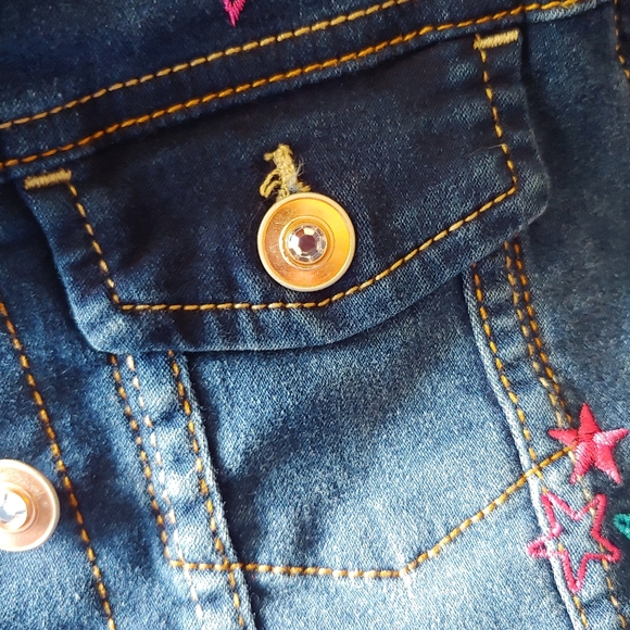 Wonder Nation Girls Embroidery Patch Jean Jacket - Picture 6 of 11